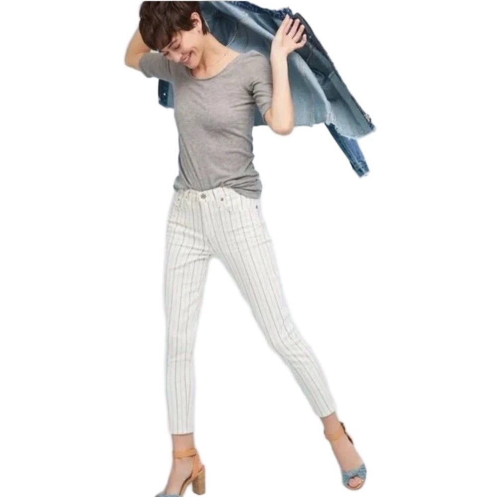 Citizens‎ Of Humanity Cream and Black Striped Pants sz 26 stretchy